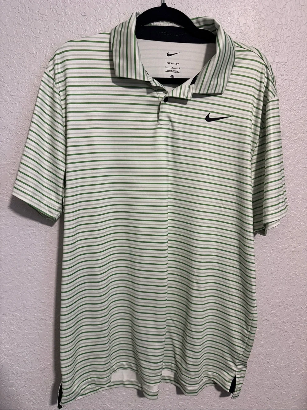Nike Dri-Fit Men's Green Striped Golf Polo Shirt
